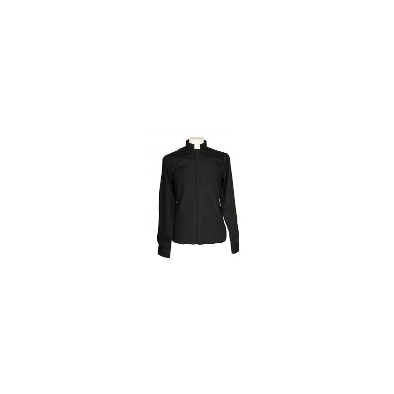 Black Clerical Shirt Long Sleeve Collar